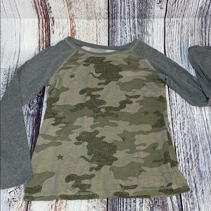 ☠️5/$20☠️ARIZONA | GIRLS COLORBLOCK LONG SLEEVE FITTED CAMO CREW NECK SHIRT